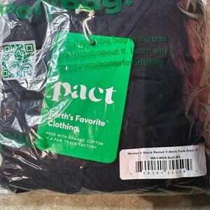 NWT Pact Organic Black Revive V-Neck Tank Dress Size M New In Pkg